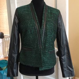 Blazer with leather accents